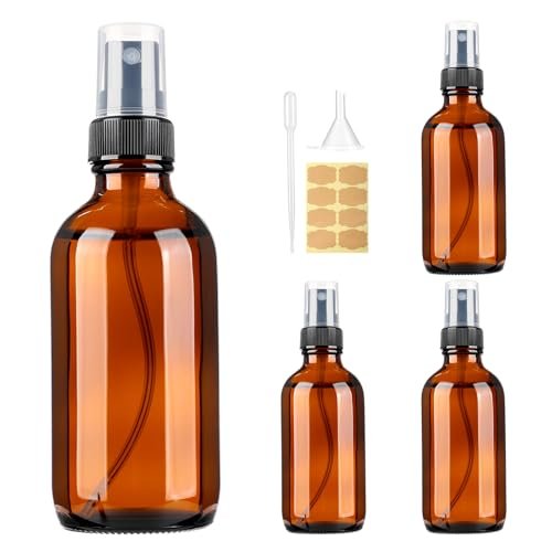 Vitreaux 4oz Amber Glass Spray Bottles - Fine Mist Sprayer Set of 4 - Refillable Small Spray Bottles for Oil, Perfume, Body Sprays & Travel - görsel 2