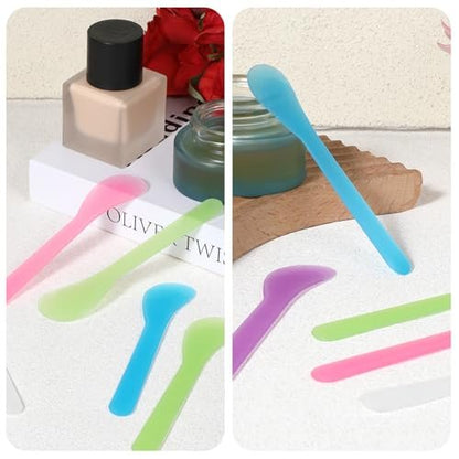 6-Piece Makeup Scoop Spatulas - Reusable Plastic Lotion Spatula Set for Creams, Moisturizers, and DIY Face Mask Mixing (5 Colors)