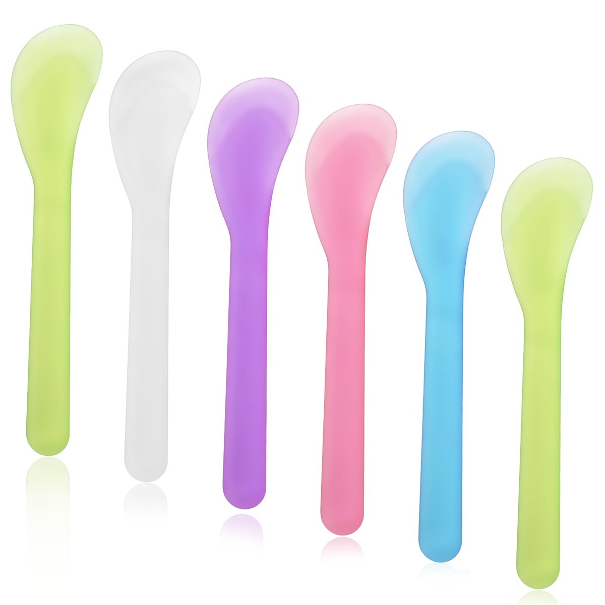 6-Piece Makeup Scoop Spatulas - Reusable Plastic Lotion Spatula Set for Creams, Moisturizers, and DIY Face Mask Mixing (5 Colors) - görsel 1