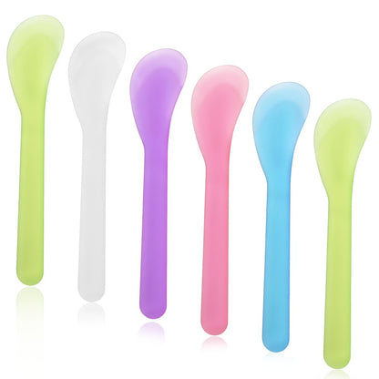 6-Piece Makeup Scoop Spatulas - Reusable Plastic Lotion Spatula Set for Creams, Moisturizers, and DIY Face Mask Mixing (5 Colors)
