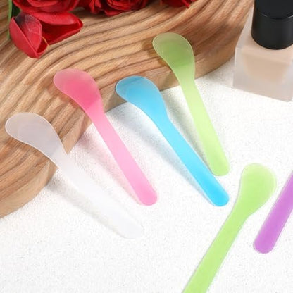 6-Piece Makeup Scoop Spatulas - Reusable Plastic Lotion Spatula Set for Creams, Moisturizers, and DIY Face Mask Mixing (5 Colors)