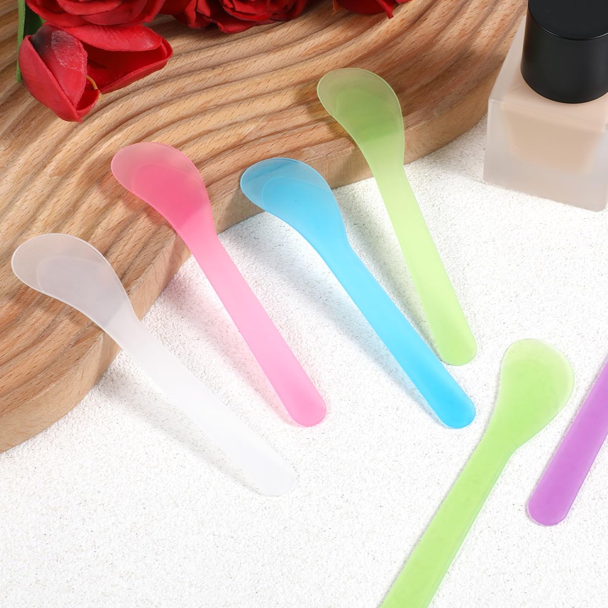 6-Piece Makeup Scoop Spatulas - Reusable Plastic Lotion Spatula Set for Creams, Moisturizers, and DIY Face Mask Mixing (5 Colors) - görsel 5