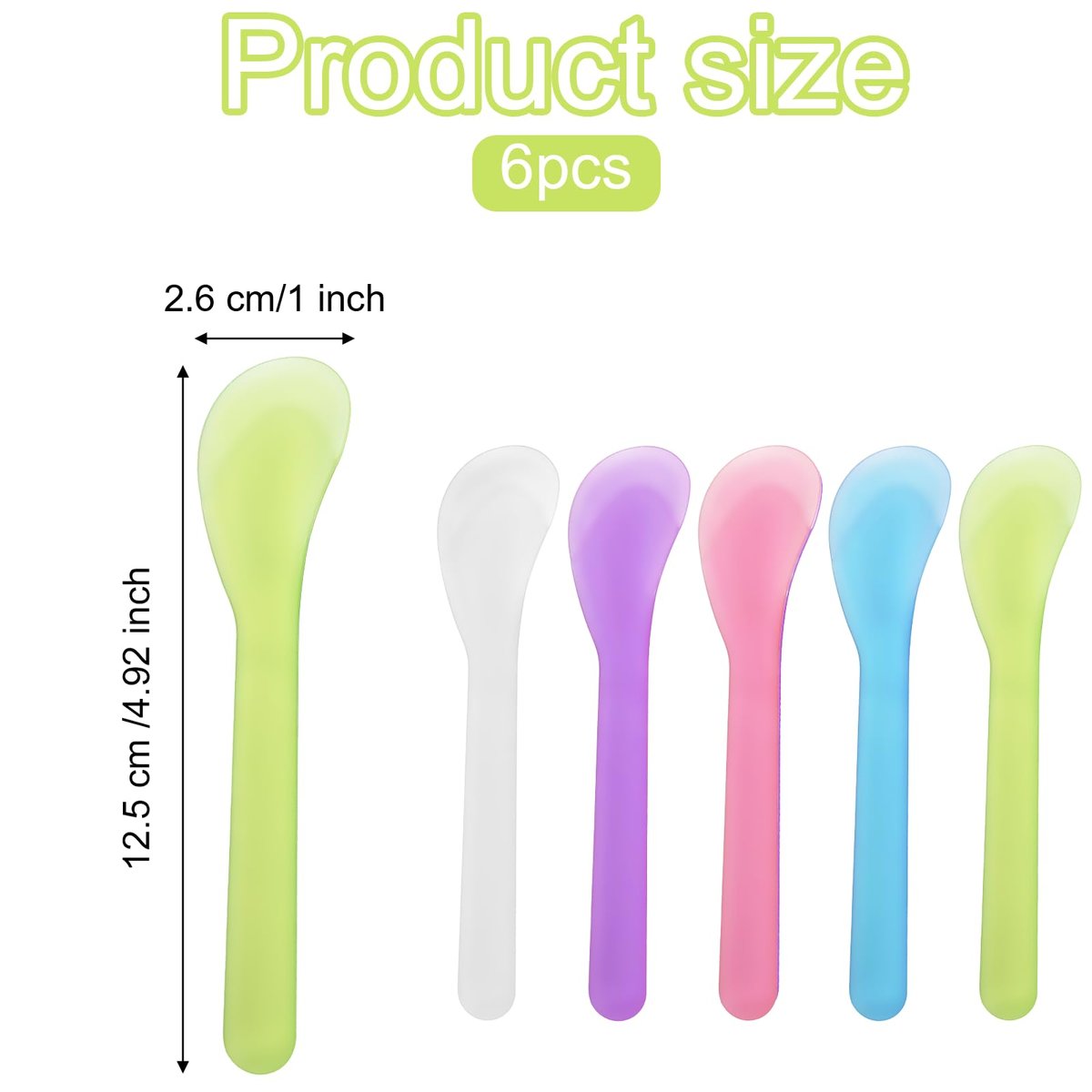 6-Piece Makeup Scoop Spatulas - Reusable Plastic Lotion Spatula Set for Creams, Moisturizers, and DIY Face Mask Mixing (5 Colors) - görsel 3