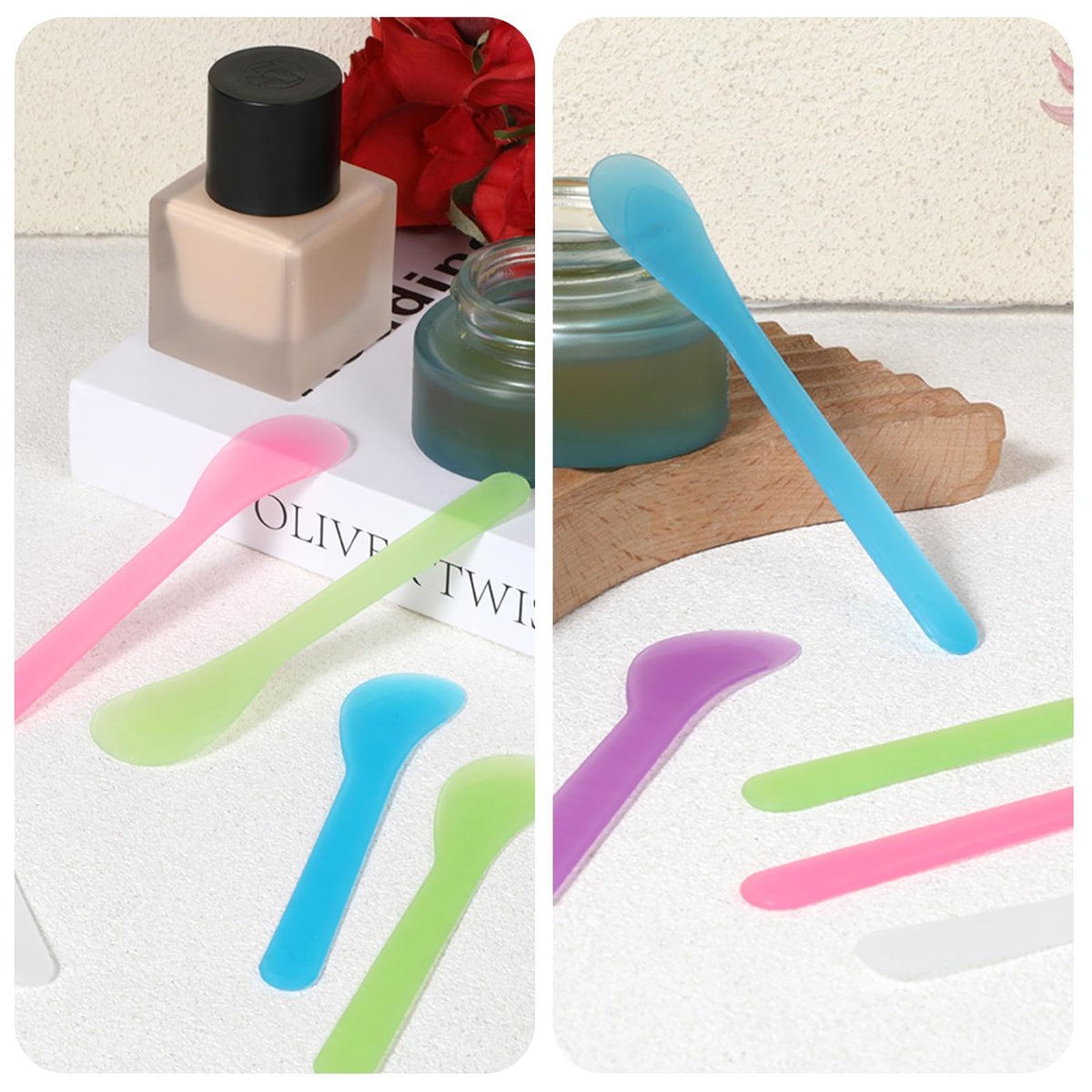 6-Piece Makeup Scoop Spatulas - Reusable Plastic Lotion Spatula Set for Creams, Moisturizers, and DIY Face Mask Mixing (5 Colors) - görsel 9