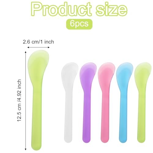 6-Piece Makeup Scoop Spatulas - Reusable Plastic Lotion Spatula Set for Creams, Moisturizers, and DIY Face Mask Mixing (5 Colors) - görsel 4