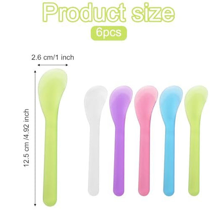 6-Piece Makeup Scoop Spatulas - Reusable Plastic Lotion Spatula Set for Creams, Moisturizers, and DIY Face Mask Mixing (5 Colors)