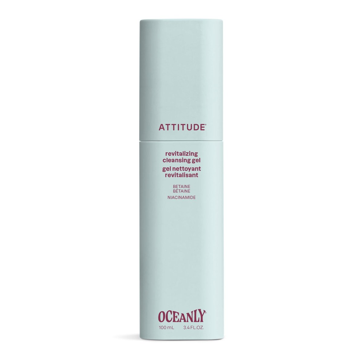 ATTITUDE Revitalizing Cleansing Gel – Gentle Face Wash with Betaine & Niacinamide for Radiant, Healthy-Looking Skin, EWG Verified, Vegan, Unscented, 3.4 Fl Oz Avelisse