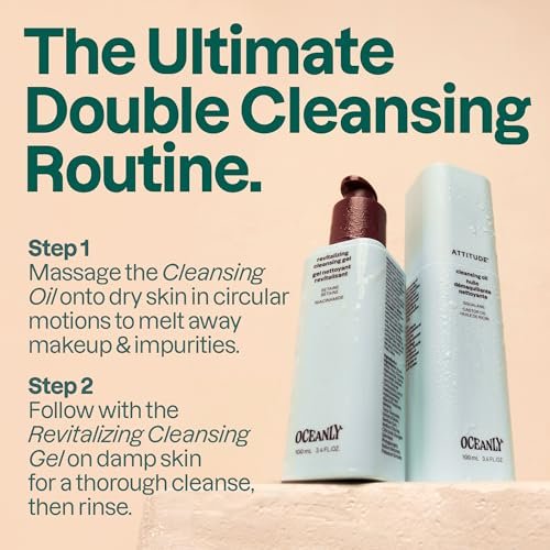 ATTITUDE Revitalizing Cleansing Gel – Gentle Face Wash with Betaine & Niacinamide for Radiant, Healthy-Looking Skin, EWG Verified, Vegan, Unscented, 3.4 Fl Oz Avelisse