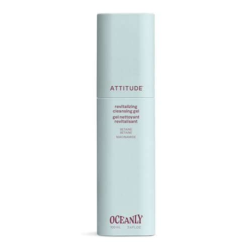 ATTITUDE Revitalizing Cleansing Gel – Gentle Face Wash with Betaine & Niacinamide for Radiant, Healthy-Looking Skin, EWG Verified, Vegan, Unscented, 3.4 Fl Oz Avelisse