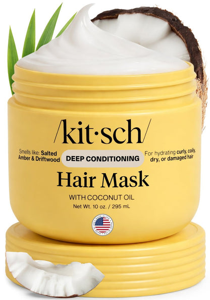 Kitsch Moisturizing Hair Mask for Damaged Hair – Coconut Oil Deep Conditioner – Frizz-Reducing Treatment for Curly, Coily & All Hair Types – 10 oz Avelisse
