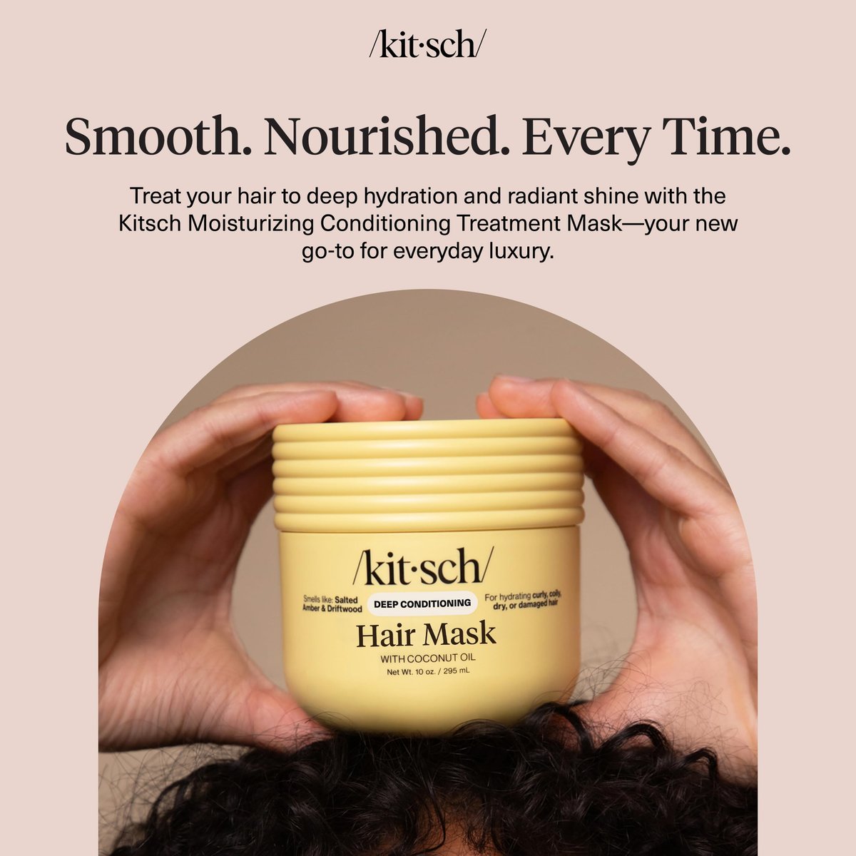 Kitsch Moisturizing Hair Mask for Damaged Hair – Coconut Oil Deep Conditioner – Frizz-Reducing Treatment for Curly, Coily & All Hair Types – 10 oz Avelisse