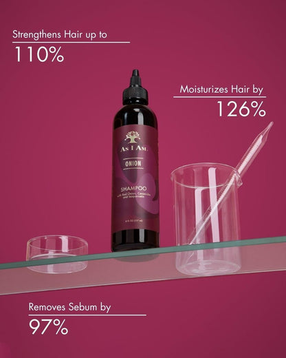 As I Am Onion Shampoo - 8 oz - Red Onion, Ceramides & Isoquercetin - Supports Healthy Hair Growth