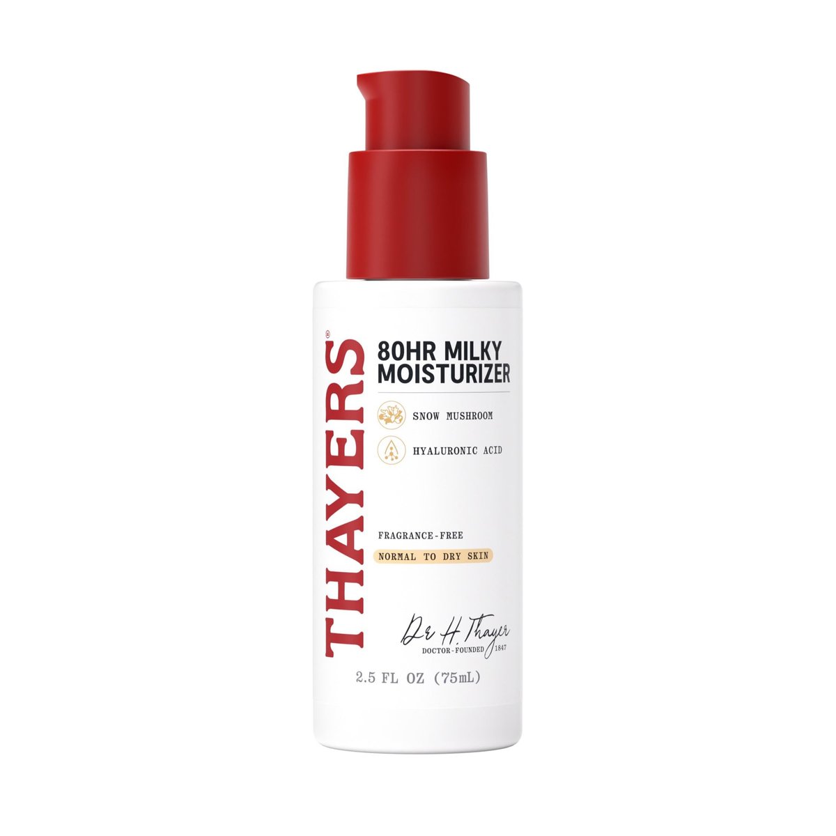 THAYERS 80HR Face Moisturizer with Hyaluronic Acid and Snow Mushroom, Lightweight Fragrance Free Face Cream for Normal to Dry Skin, 2.5 Oz - görsel 1