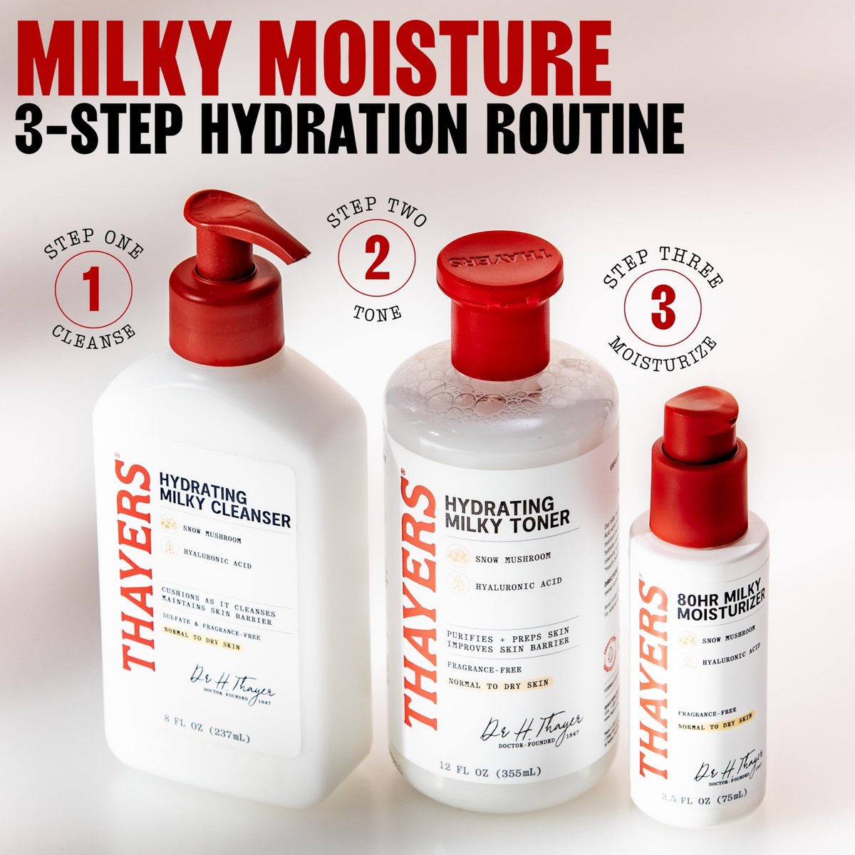 THAYERS 80HR Face Moisturizer with Hyaluronic Acid and Snow Mushroom, Lightweight Fragrance Free Face Cream for Normal to Dry Skin, 2.5 Oz - görsel 15