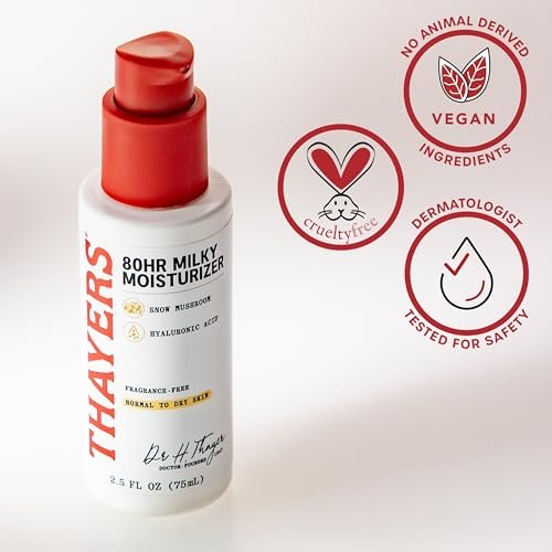 THAYERS 80HR Face Moisturizer with Hyaluronic Acid and Snow Mushroom, Lightweight Fragrance Free Face Cream for Normal to Dry Skin, 2.5 Oz - görsel 18