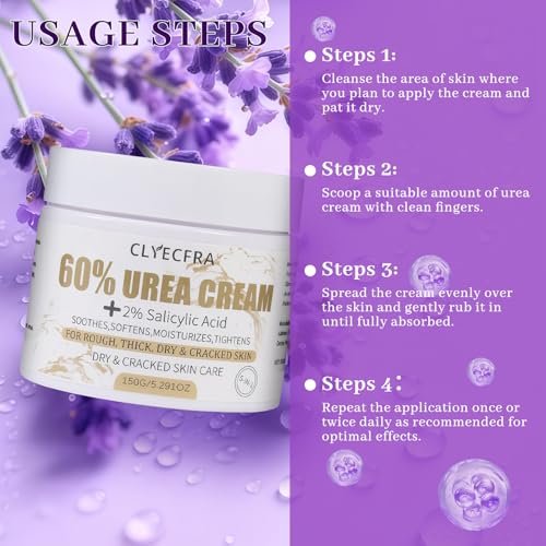 Clyecfra 5-in-1 60% Urea Cream with 2% Salicylic Acid – Maximum Strength Moisturizer for Rough, Dry, Thick & Cracked Skin, Callus Remover, Deep Hydration, 150g - görsel 8