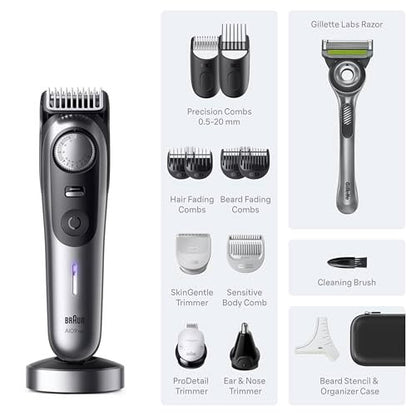 Braun Series 9 PRO All-in-One Beard & Body Grooming Kit for Men, Cordless Trimmer, Hair Clippers & Shaver for Face, Hair & Body with Gillette Labs Razor, AIO 9570 Avelisse