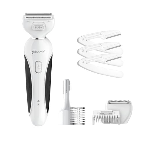 Conair Girlbomb All-in-One Shave & Trim System – Foil Shaver, Dual-Blade Face & Eyebrow Trimmer, Bikini Trimmer for Women, Gentle Hair Removal, Lithium-Ion Rechargeable with USB Charging Cord, White Avelisse