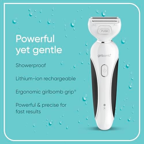 Conair Girlbomb All-in-One Shave & Trim System – Foil Shaver, Dual-Blade Face & Eyebrow Trimmer, Bikini Trimmer for Women, Gentle Hair Removal, Lithium-Ion Rechargeable with USB Charging Cord, White Avelisse