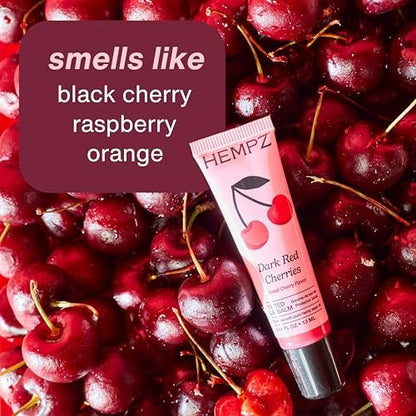 Hempz Cherry Tinted Lip Balm – Hydrating Gloss for Dry Lips, Dark Red Cherries, 0.44 fl oz