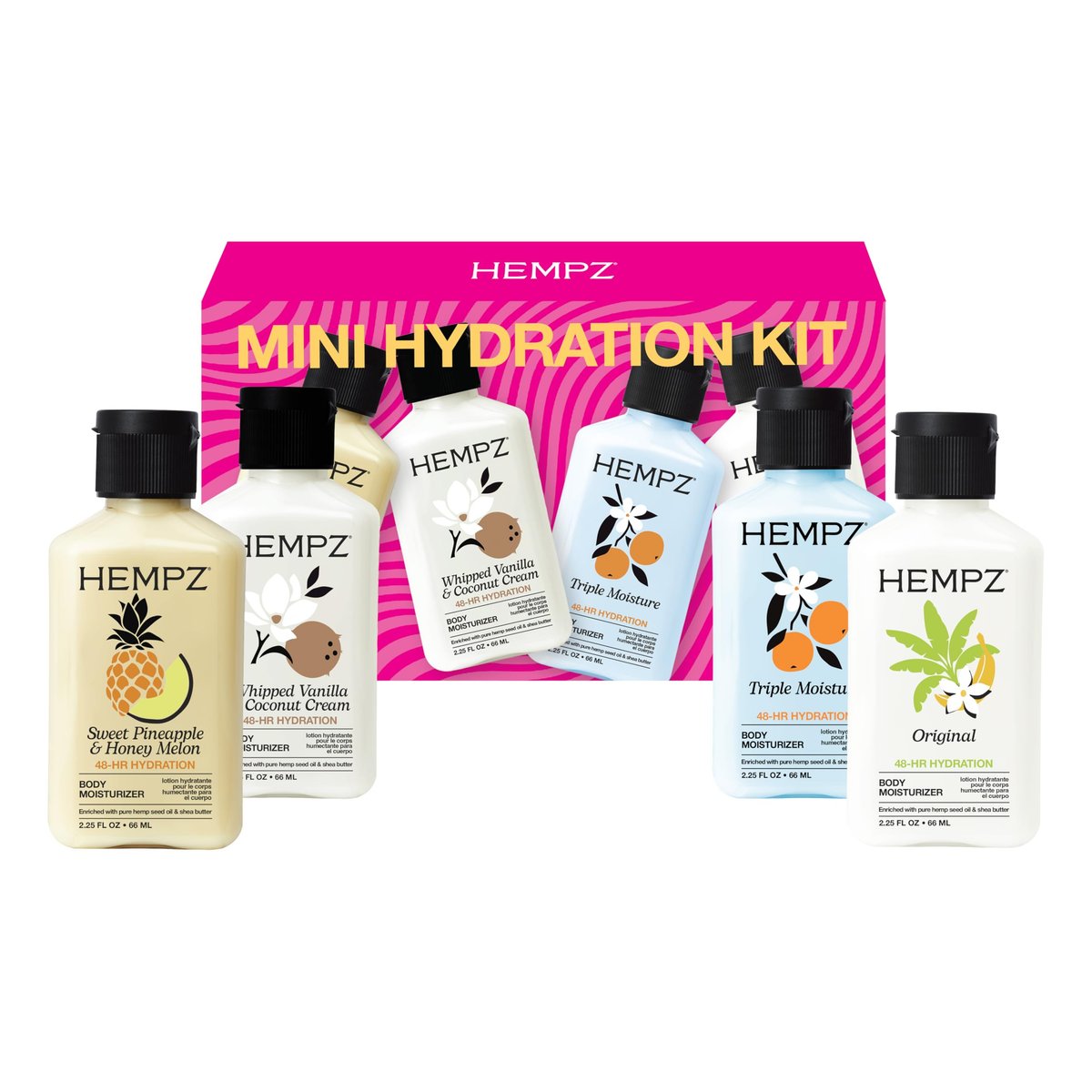 Hempz Mini Moisturizer Kit: Everyday Hydrating Lotion 4-Pack Travel Hand Cream Set (2.25 oz Each) - görsel 1