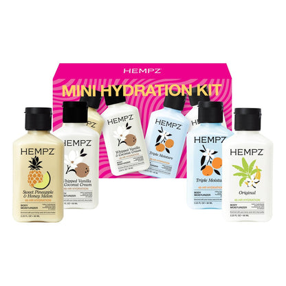 Hempz Mini Moisturizer Kit: Everyday Hydrating Lotion 4-Pack Travel Hand Cream Set (2.25 oz Each)