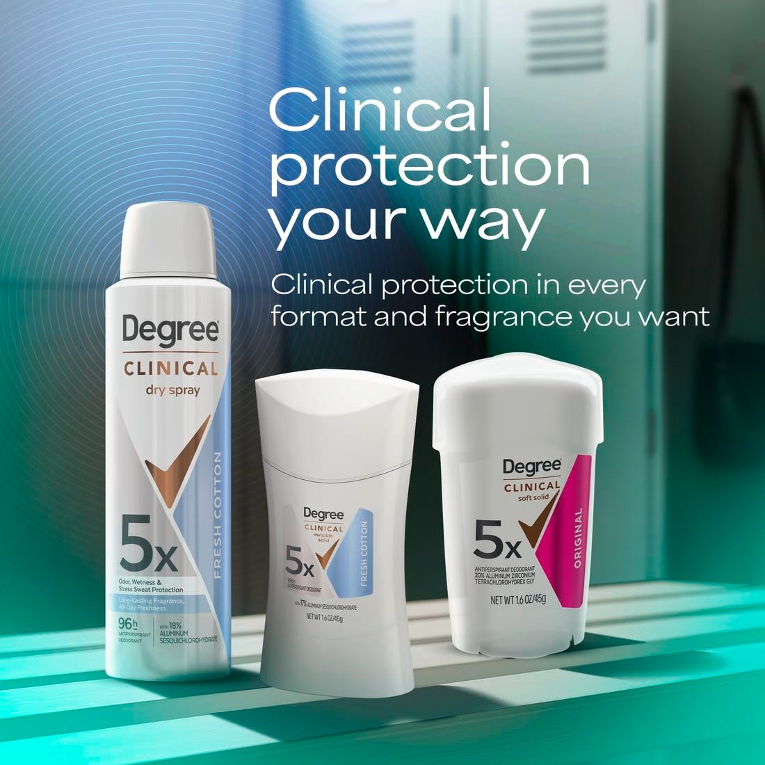Degree Clinical Strength Antiperspirant Deodorant 96-Hour Sweat and Odor Protection, Fresh Cotton Invisible Solid, 5x Types of Sweat, 1.6 oz - görsel 9
