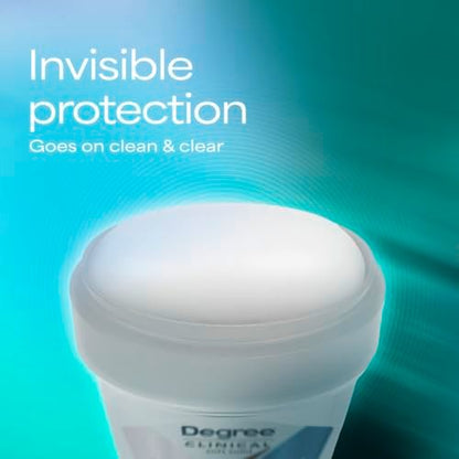 Degree Clinical Strength Antiperspirant Deodorant 96-Hour Sweat and Odor Protection, Fresh Cotton Invisible Solid, 5x Types of Sweat, 1.6 oz