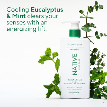 Native Scalp Detox Shampoo and Conditioner Set – Eucalyptus & Mint, Sulfate-Free, Color-Safe – 2-Pack (8.25 Fl Oz Each) Avelisse