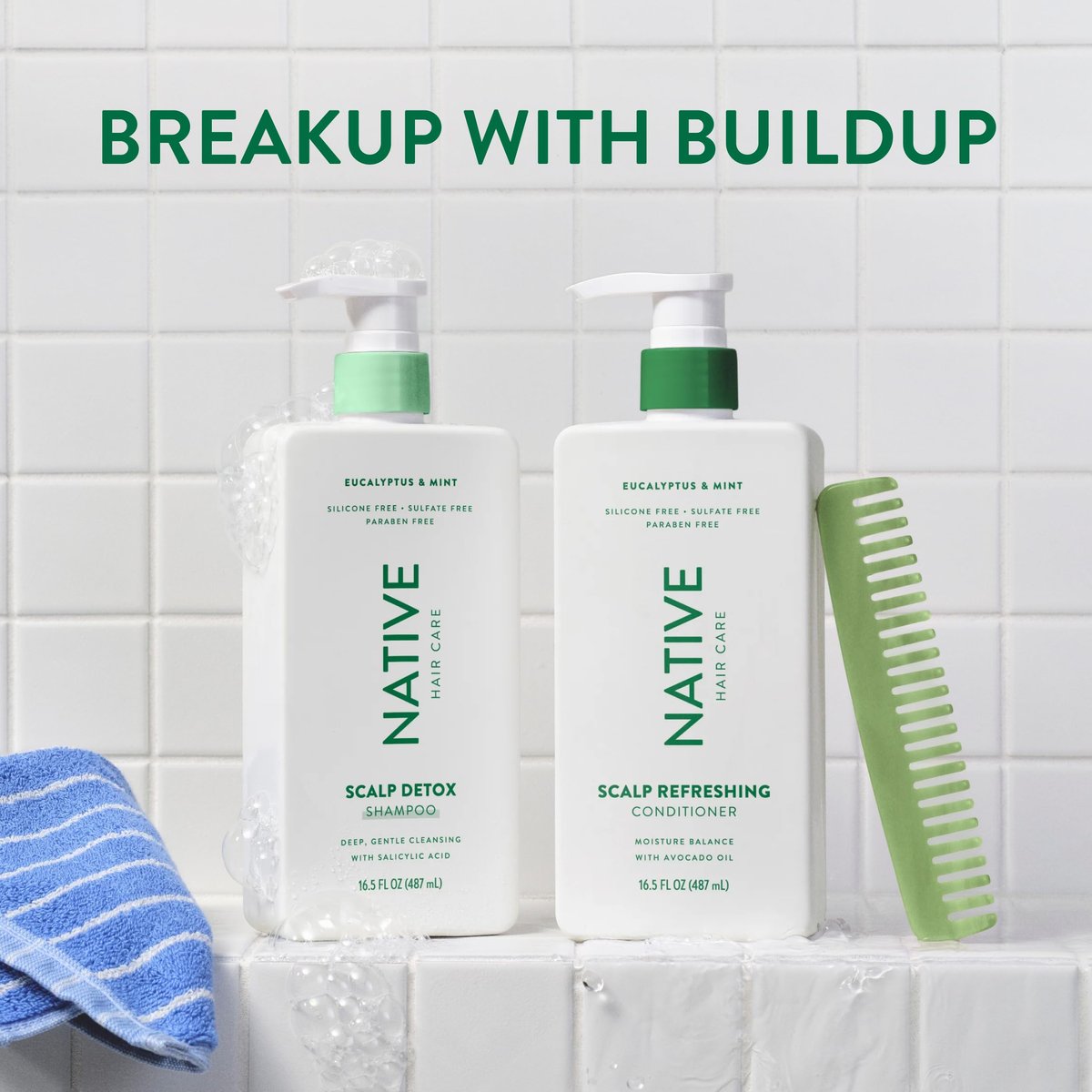 Native Scalp Detox Shampoo and Conditioner Set – Eucalyptus & Mint, Sulfate-Free, Color-Safe – 2-Pack (8.25 Fl Oz Each) Avelisse