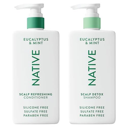 Native Scalp Detox Shampoo and Conditioner Set – Eucalyptus & Mint, Sulfate-Free, Color-Safe – 2-Pack (8.25 Fl Oz Each) Avelisse