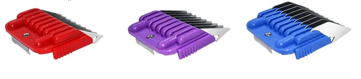 3-Pack Professional Animal Stainless Steel Attachment Guide Comb, Sizes 1/8" to 3/8", Compatible with Andis, Oster A5, Wahl KM10 Series Clipper Detachable Blade Pet, Dog, Cat, and Horse Clipper - görsel 1