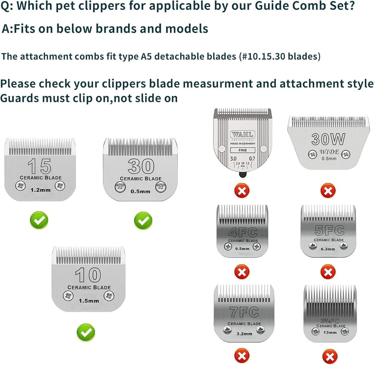 3-Pack Professional Animal Stainless Steel Attachment Guide Comb, Sizes 1/8" to 3/8", Compatible with Andis, Oster A5, Wahl KM10 Series Clipper Detachable Blade Pet, Dog, Cat, and Horse Clipper - görsel 5