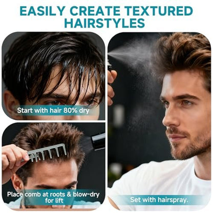 Utmiga Texture Comb – Volumizing Fluffy Styling Comb for Men & Women, Wide-Tooth Texturizing Tool for Volume & Fringe Parting, ABS Plastic with Textured Grip, Grey