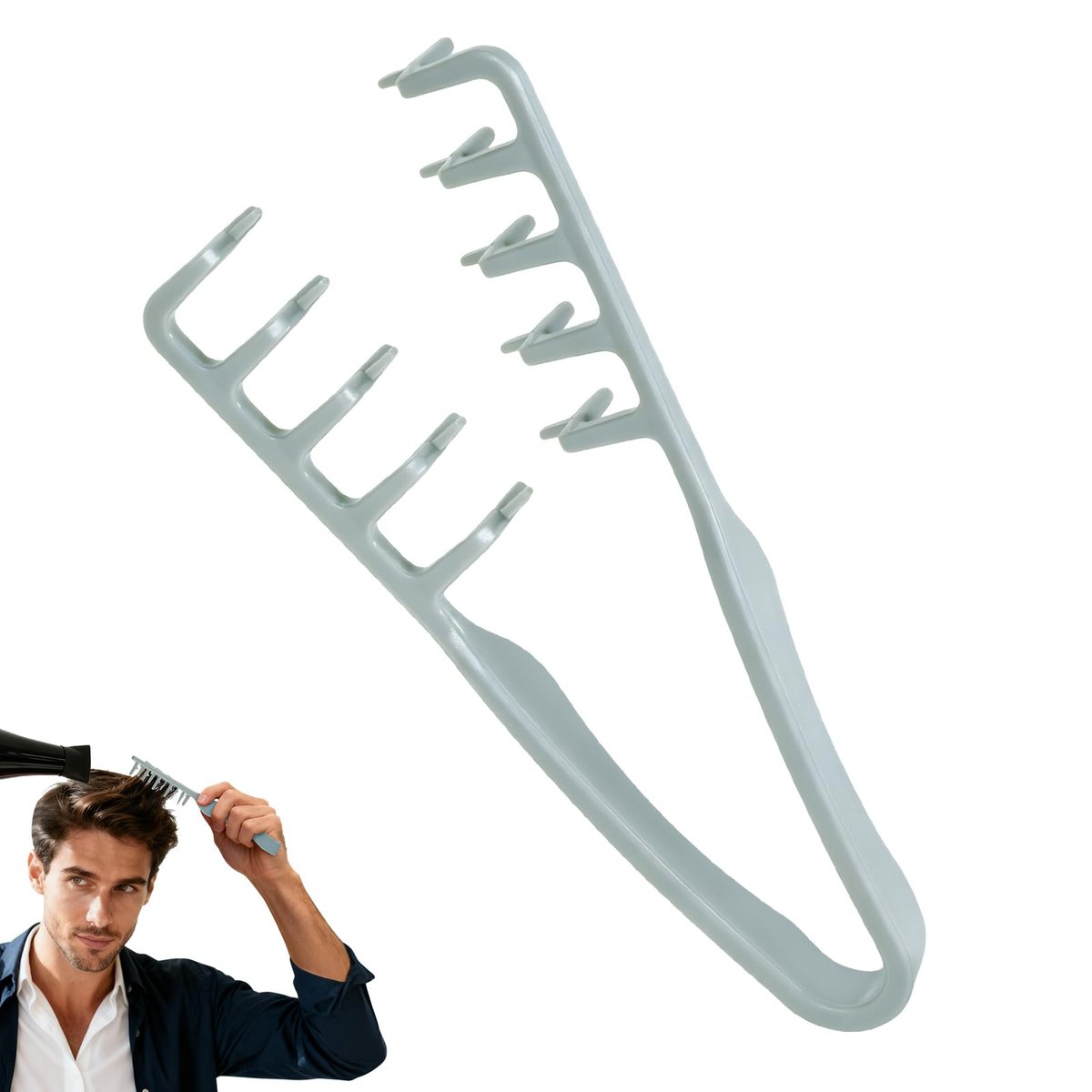 Utmiga Texture Comb – Volumizing Fluffy Styling Comb for Men & Women, Wide-Tooth Texturizing Tool for Volume & Fringe Parting, ABS Plastic with Textured Grip, Grey - görsel 1