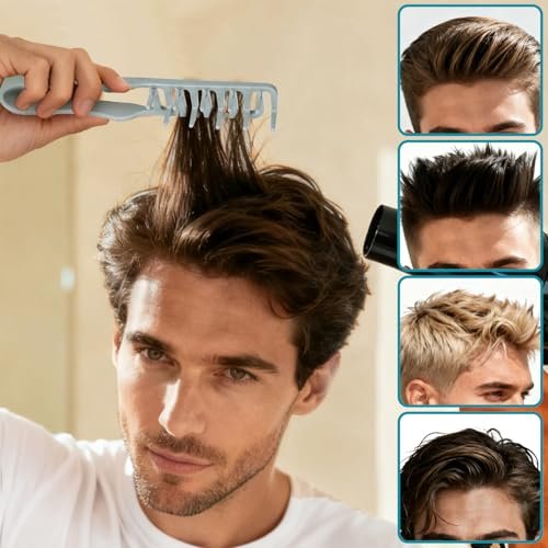 Utmiga Texture Comb – Volumizing Fluffy Styling Comb for Men & Women, Wide-Tooth Texturizing Tool for Volume & Fringe Parting, ABS Plastic with Textured Grip, Grey - görsel 14