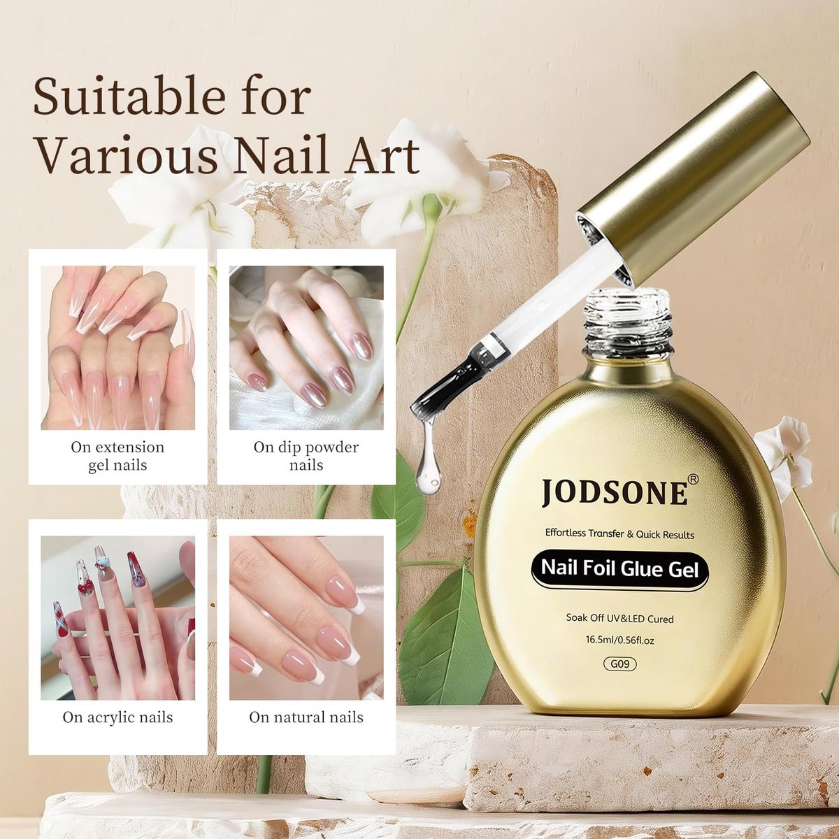 JODSONE Nail Foil Glue Gel 16.5ml - Clear Foil Transfer Gel for Salon & DIY Nail Art - görsel 3