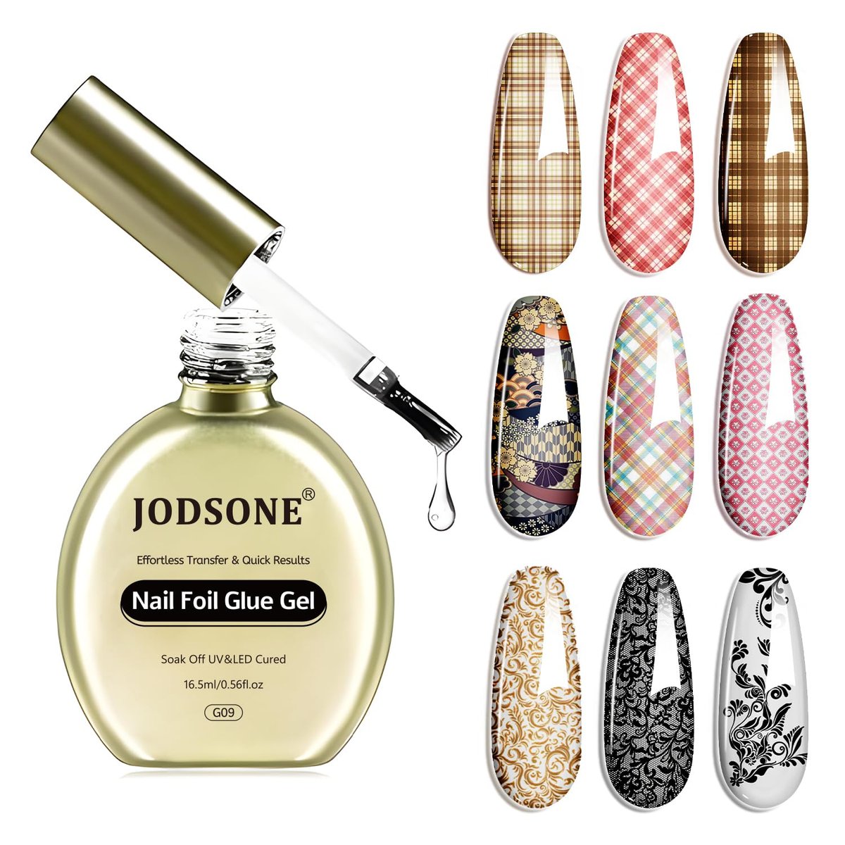 JODSONE Nail Foil Glue Gel 16.5ml - Clear Foil Transfer Gel for Salon & DIY Nail Art - görsel 1