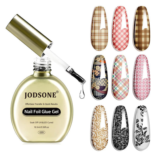 JODSONE Nail Foil Glue Gel 16.5ml - Clear Foil Transfer Gel for Salon & DIY Nail Art