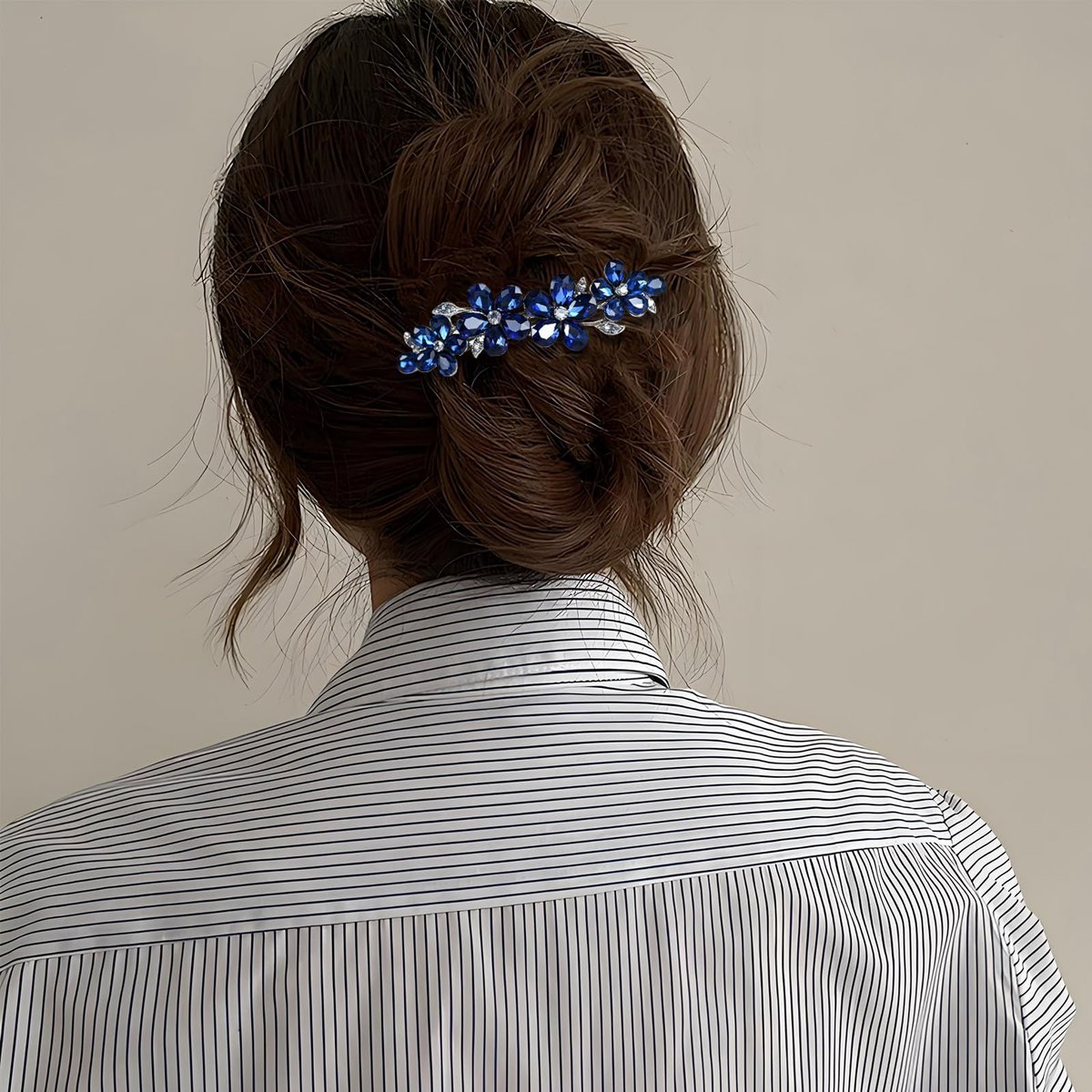 2Pcs Blue Crystal Hair Barrettes for Women - Secure Grip Rhinestone Clips for Thin & Thick Hair - görsel 11