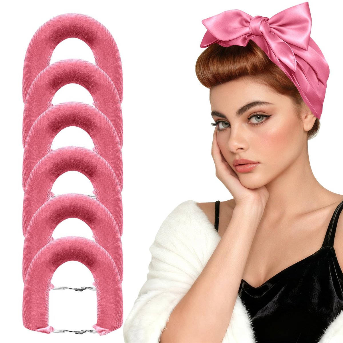 Togayu Heatless Curls Overnight Set - 6PCS Jumbo Velvet Hair Rollers to Sleep In, No-Damage Flexi Rods for Beautiful, Effortless Curls and Waves for Women Avelisse