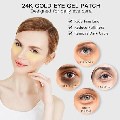 LA MIURA 24K Gold Under Eye Patches - 60 Pcs Hydrogel Eye Masks for Dark Circles, Puffiness, Anti-Aging with Collagen & Hyaluronic Acid