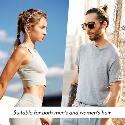 MIVZO Zig Zag Headbands - 4 Pack Non Slip Comb Headband with Teeth for Women and Men - Classic Wavy Claw Hair Accessories