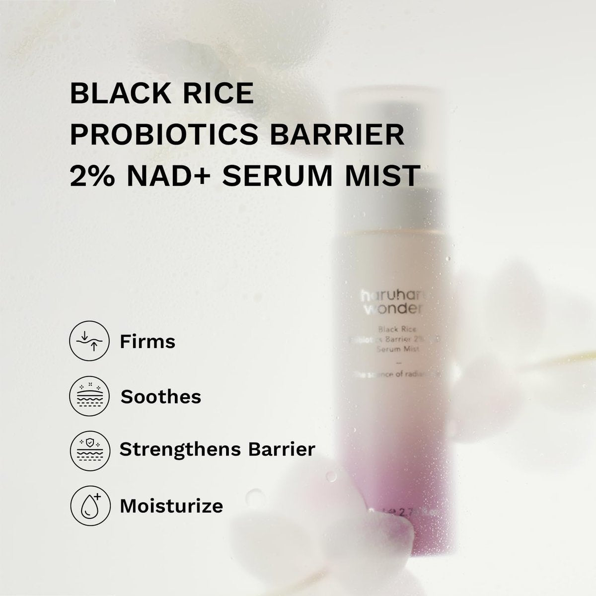 Haruharu Wonder Black Rice Probiotics 2% NAD+ Serum Mist - Ultra-Fine Hydrating & Plumping Face Mist with Ceramide, Vegan Korean Skincare, 2.70 fl.oz Avelisse