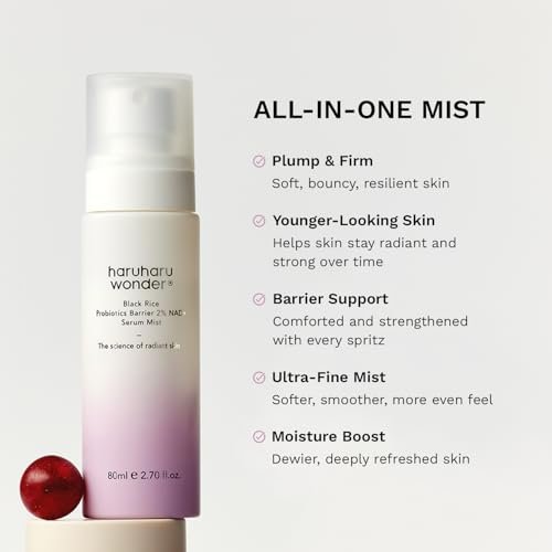 Haruharu Wonder Black Rice Probiotics 2% NAD+ Serum Mist - Ultra-Fine Hydrating & Plumping Face Mist with Ceramide, Vegan Korean Skincare, 2.70 fl.oz Avelisse