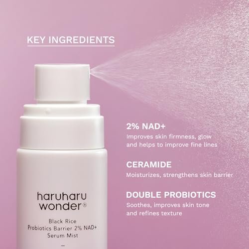 Haruharu Wonder Black Rice Probiotics 2% NAD+ Serum Mist - Ultra-Fine Hydrating & Plumping Face Mist with Ceramide, Vegan Korean Skincare, 2.70 fl.oz Avelisse