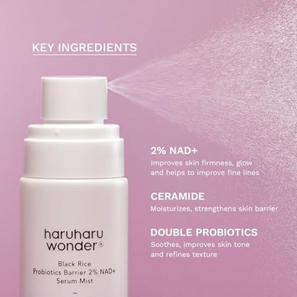 Haruharu Wonder Black Rice Probiotics 2% NAD+ Serum Mist - Ultra-Fine Hydrating & Plumping Face Mist with Ceramide, Vegan Korean Skincare, 2.70 fl.oz Avelisse