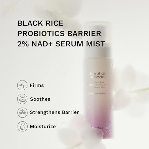 Haruharu Wonder Black Rice Probiotics 2% NAD+ Serum Mist - Ultra-Fine Hydrating & Plumping Face Mist with Ceramide, Vegan Korean Skincare, 2.70 fl.oz Avelisse
