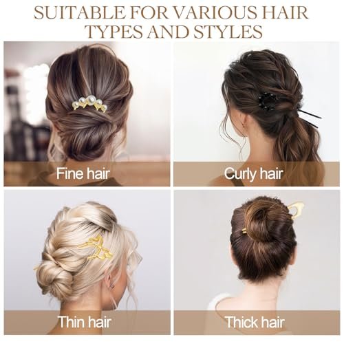 Zesucal 10 PCS Decorative French Hair Pins for Women - Pearl U-Shaped Metal Hair Pins for Bun and Updo Styling Avelisse