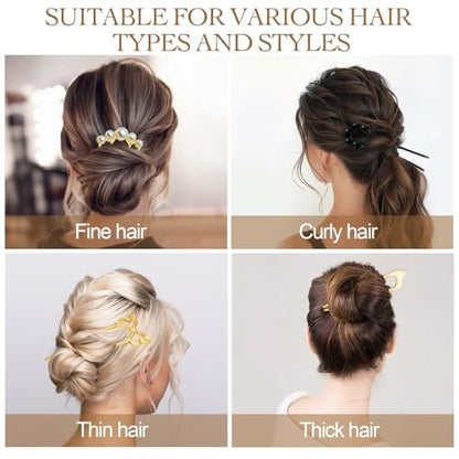 Zesucal 10 PCS Decorative French Hair Pins for Women - Pearl U-Shaped Metal Hair Pins for Bun and Updo Styling Avelisse